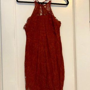 Free People - Slip Dress Red Eyelash Lace